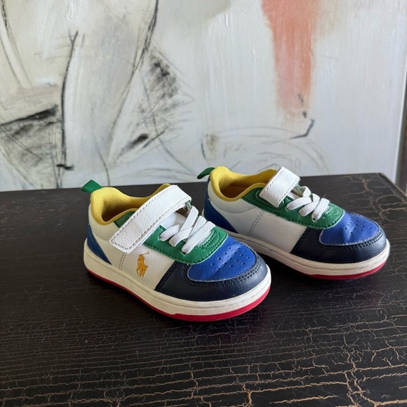 Polo by Ralph Lauren Blue and Green Sneakers High-Top Design size 7 - Picture 2 of 9